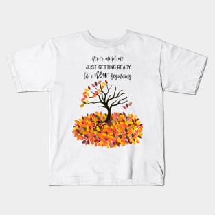 Fall in Love Colorful Leaves Autumn Season Tree Design Kids T-Shirt